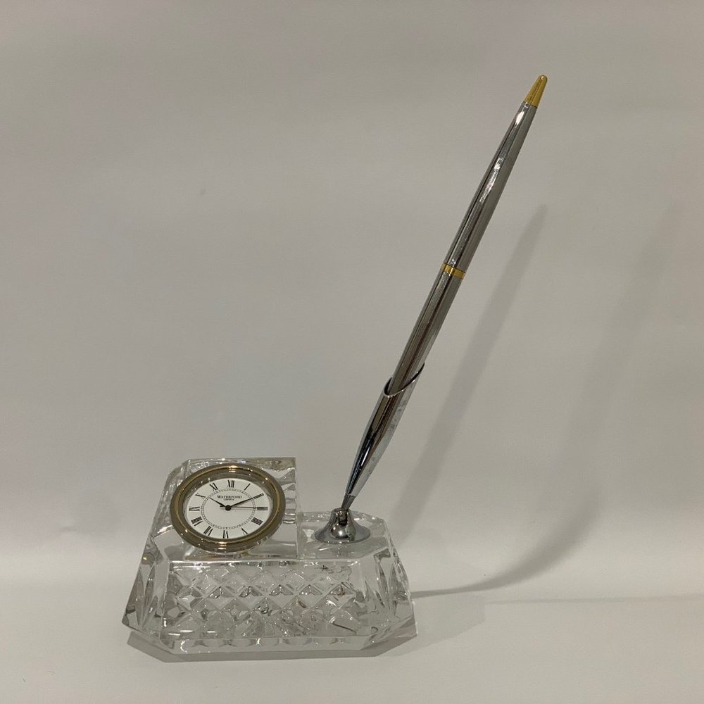 Waterford Crystal Desk Clock with Pen - Working Clock & Pen